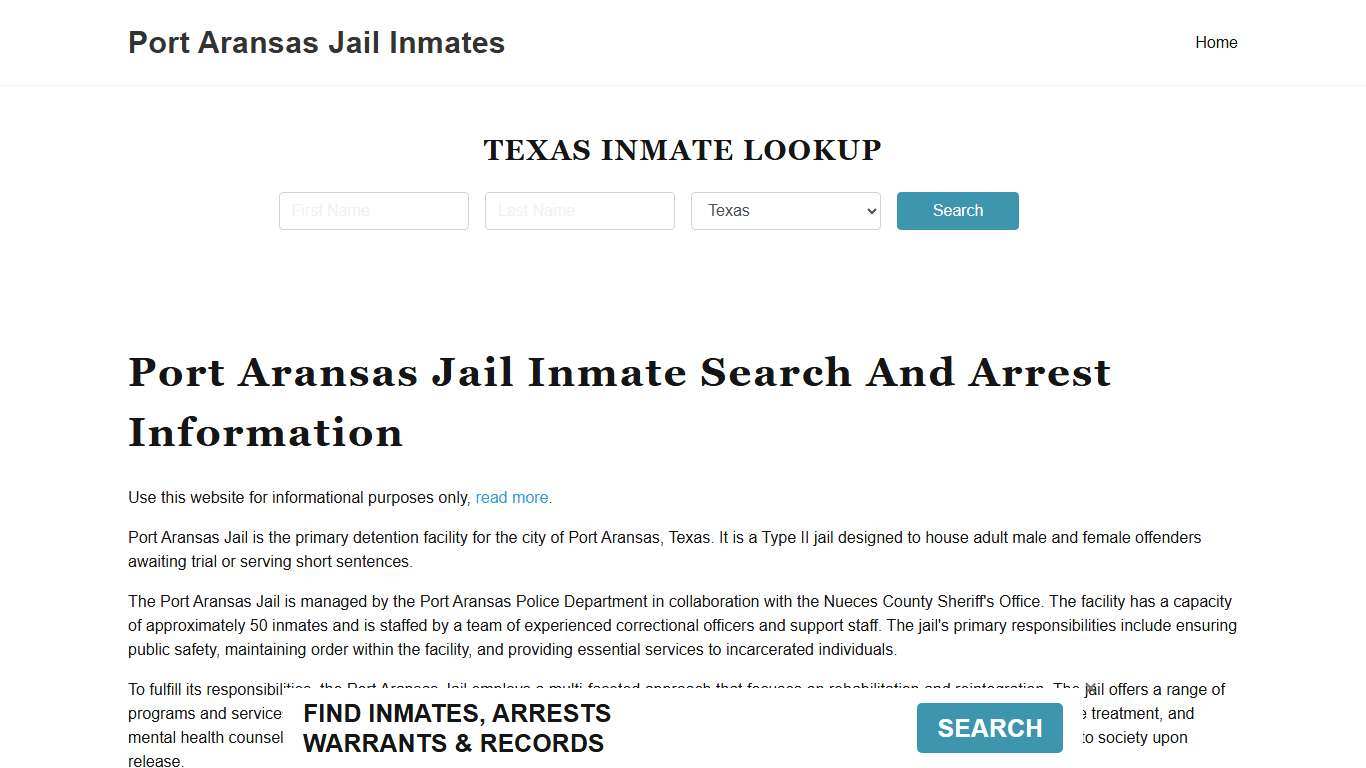 Port Aransas Jail, Police Department, TX Inmate Roster, Arrest Search
